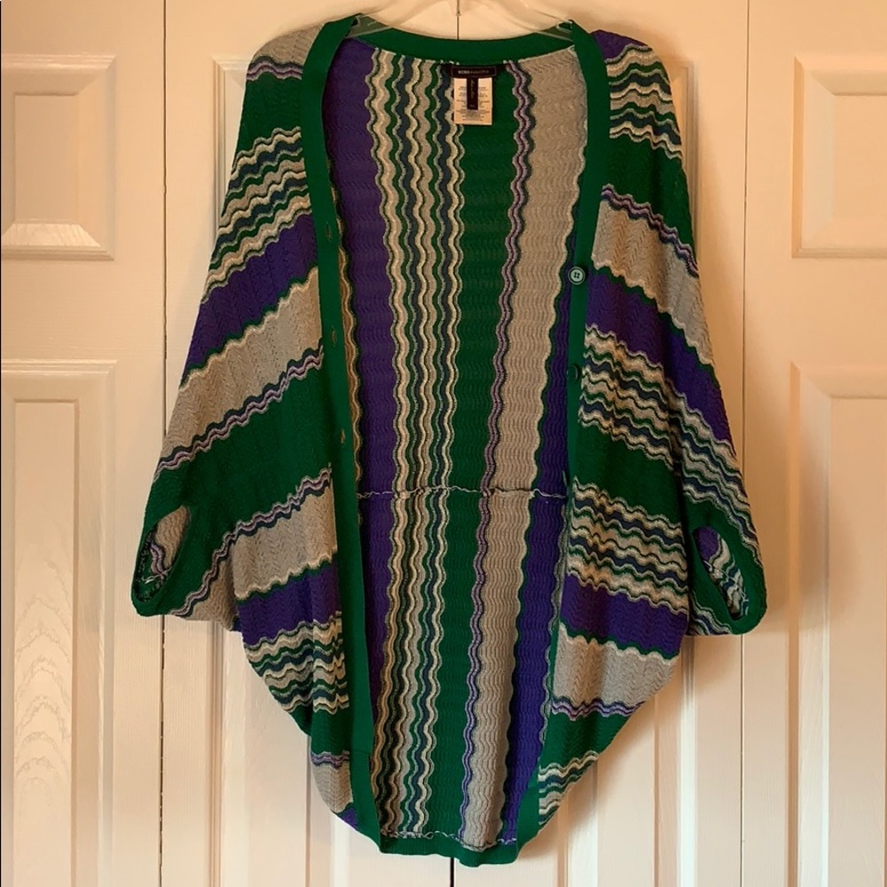 BCBG OVERSIZED M/L STRIPED SHRUG